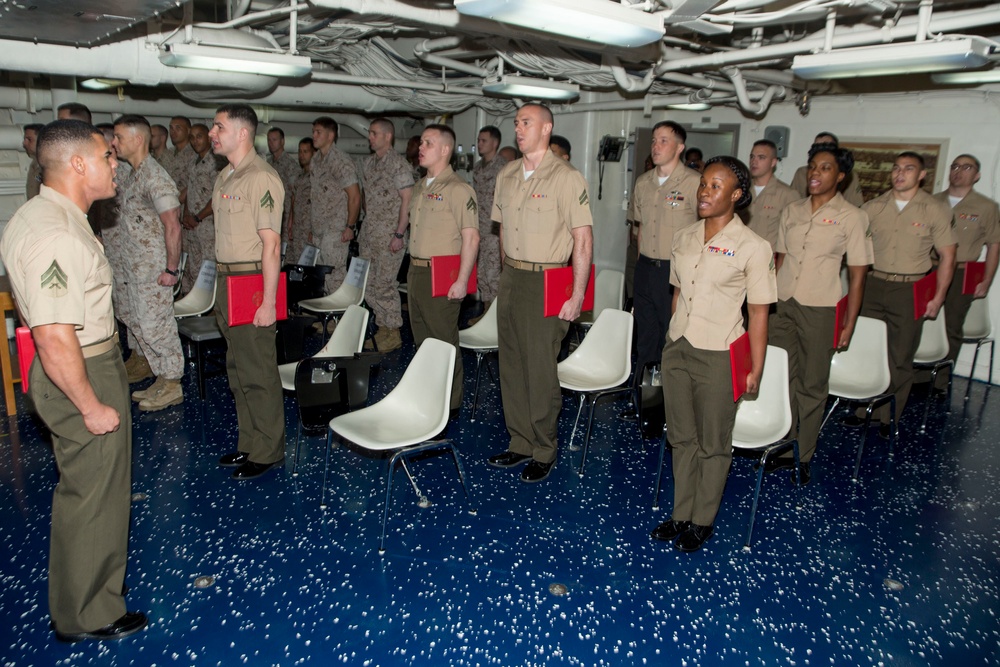 CLB 22 corporals course graduates aboard Mesa Verde