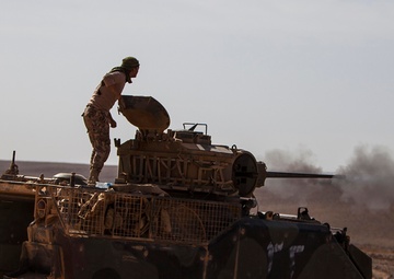 JAF armored vehicles shoot live-fire range during Eager Lion 2014