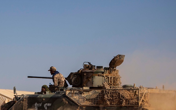 JAF armored vehicles shoot live-fire range during Eager Lion 2014