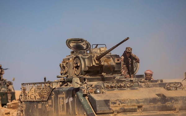 JAF armored vehicles shoot live-fire range during Eager Lion 2014