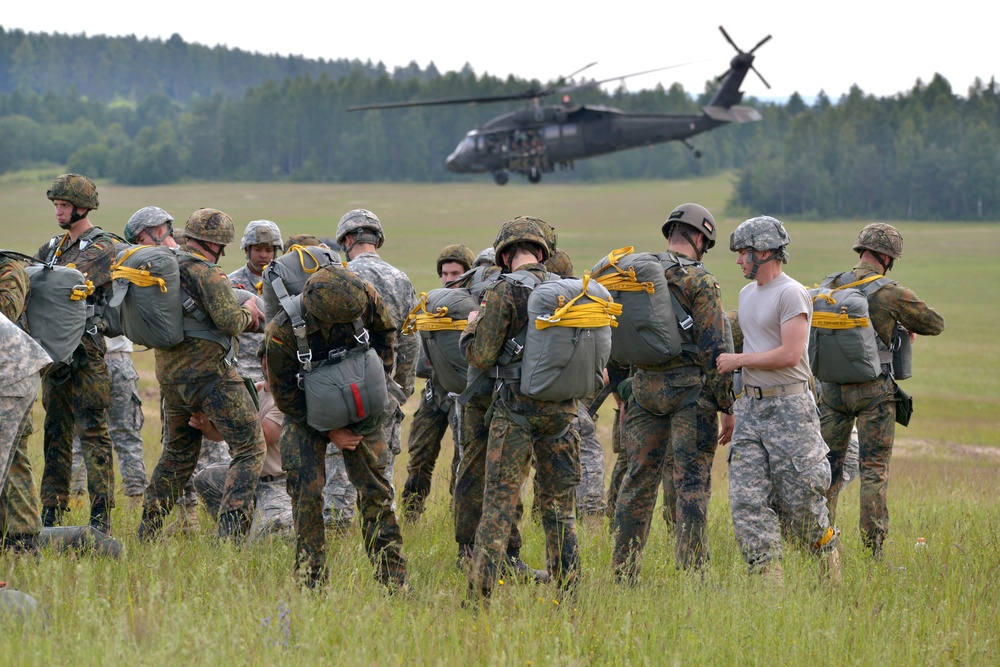 173rd Infantry Brigade Combat Team (Airborne) training jump in Grafenwoehr, Germany