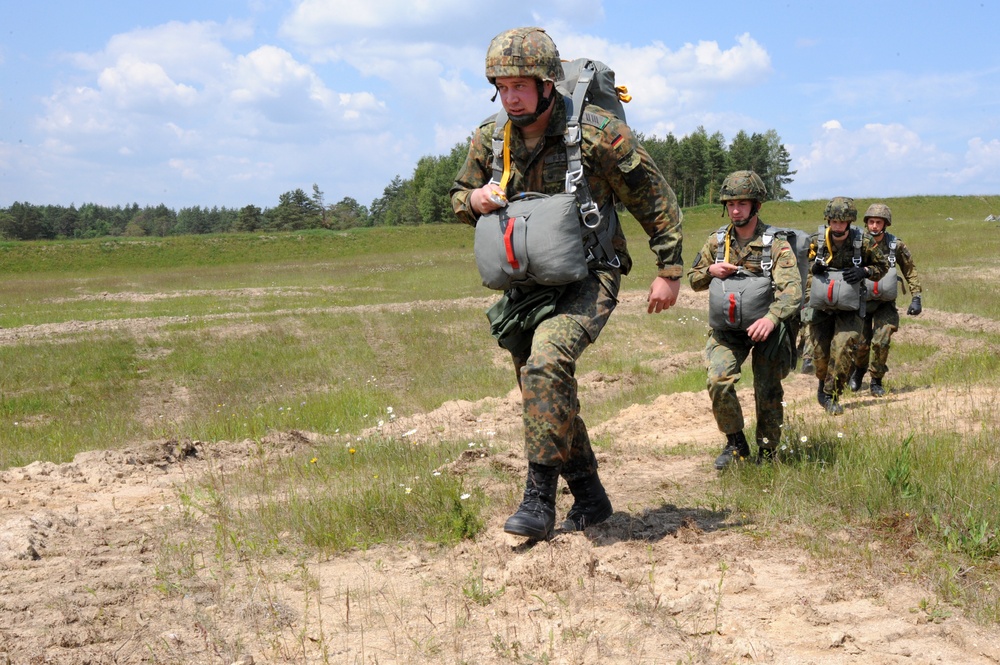 173rd Infantry Brigade Combat Team (Airborne) training jump in Grafenwoehr, Germany