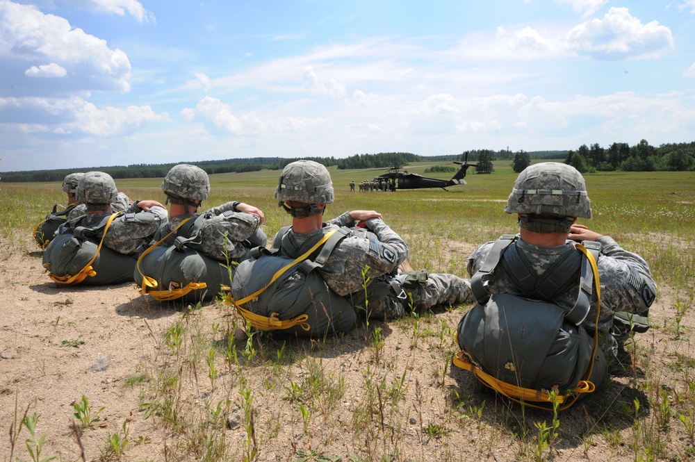 173rd Infantry Brigade Combat Team (Airborne) training jump in Grafenwoehr, Germany