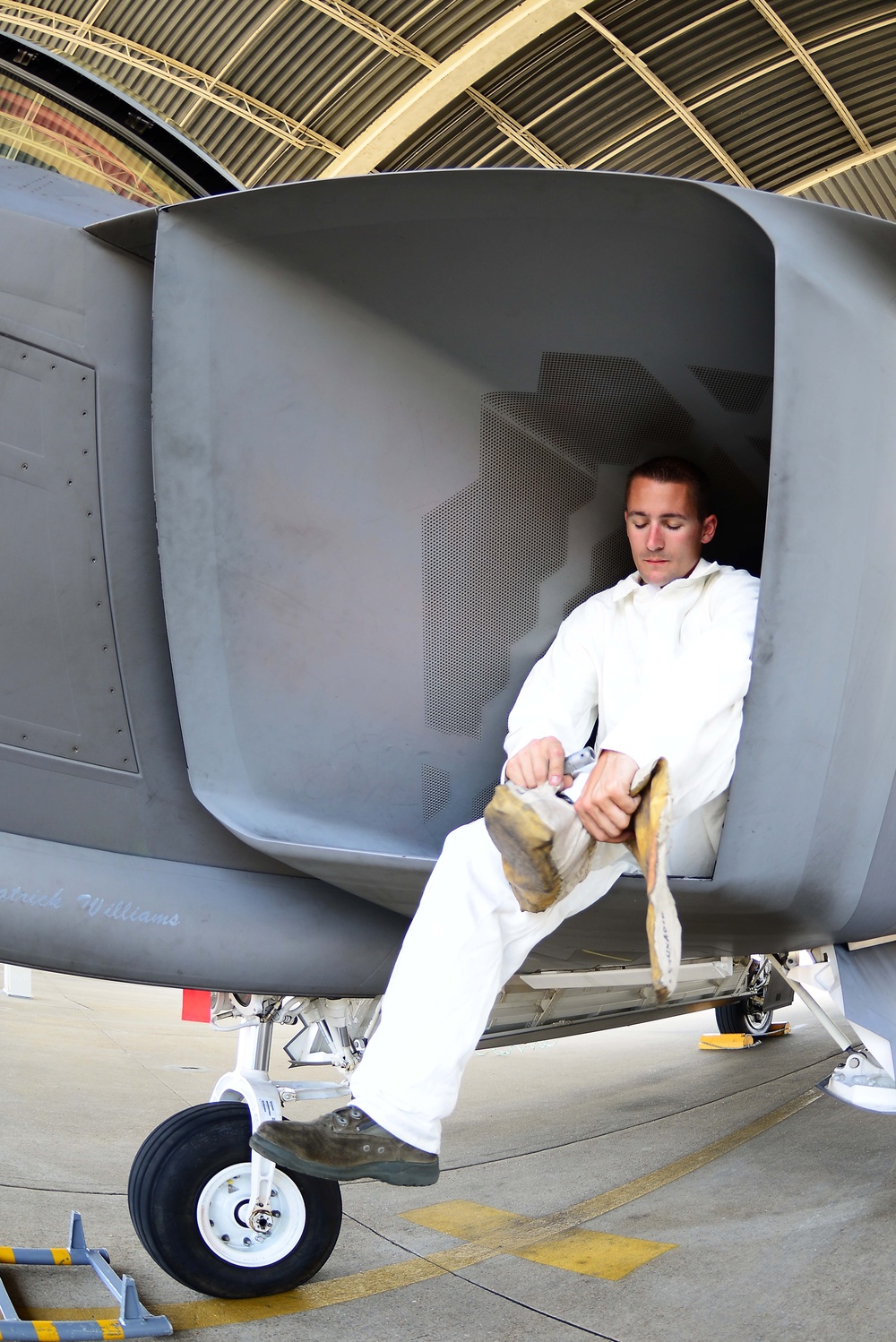 On the line: An F-22 Raptor dedicated crew chief