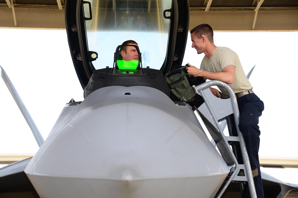 On the line: An F-22 Raptor dedicated crew chief