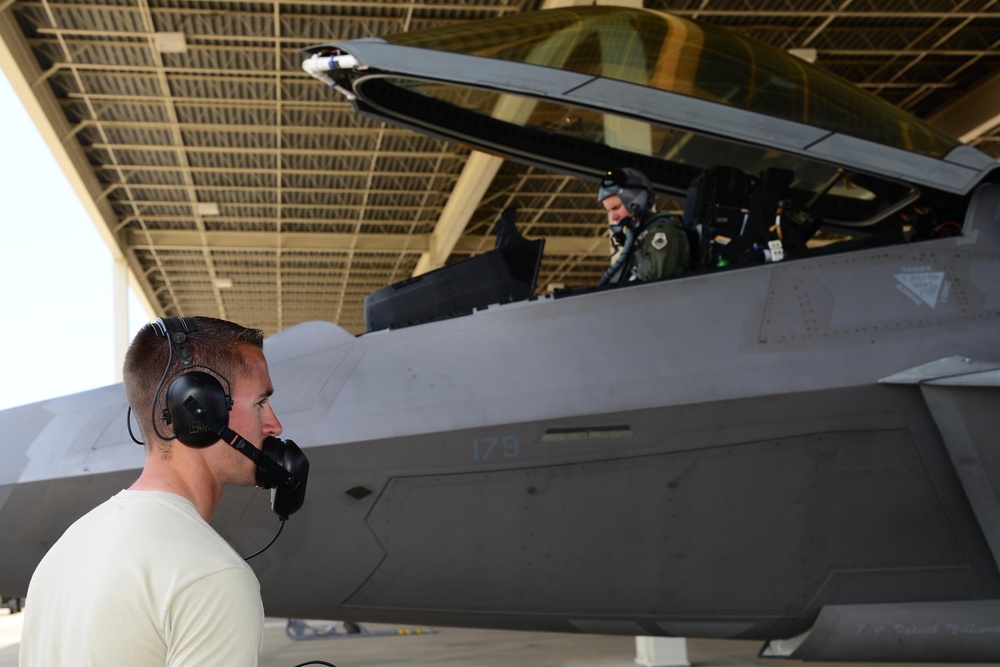 On the line: An F-22 Raptor dedicated crew chief