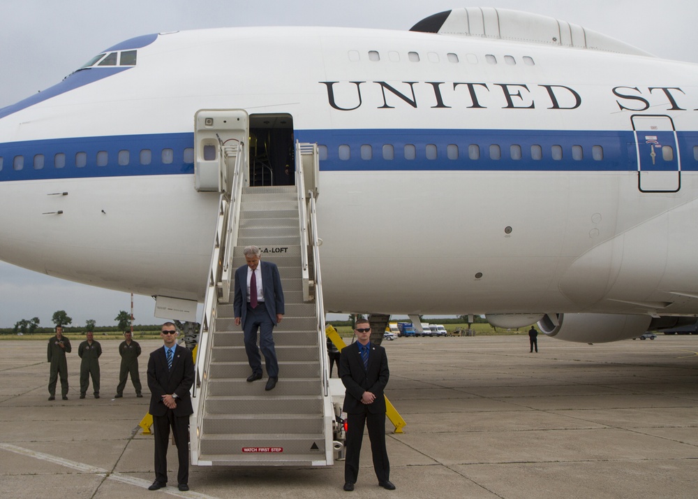 US Secretary of Defense Chuck Hagel arrives June 4 for a tour of US facilities