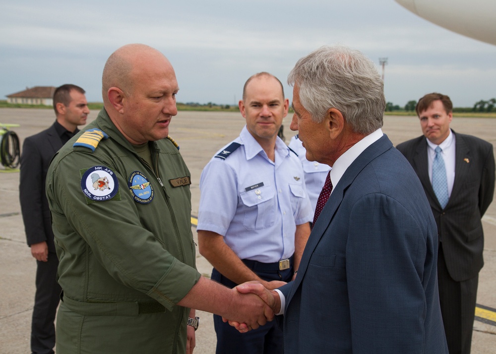 DVIDS - Images - US Secretary of Defense Chuck Hagel (right) greets ...