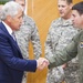 US Secretary of Defense Chuck Hagel greets US Air Force Col. Robert L. Dotson