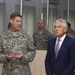 Maj. Gen. John O'Connor, commanding general of US Army Europe’s 21st Theater Sustainment Command, briefs US Secretary of Defense Chuck Hagel