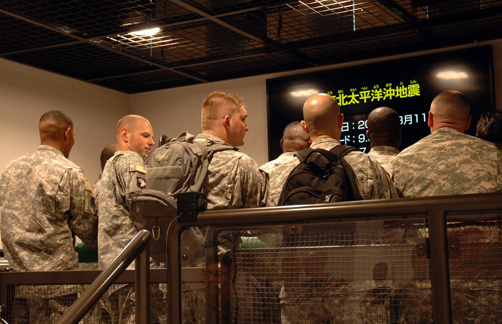 USAG Okinawa civilians and Soldiers take tour to disaster readiness center in Okinawa