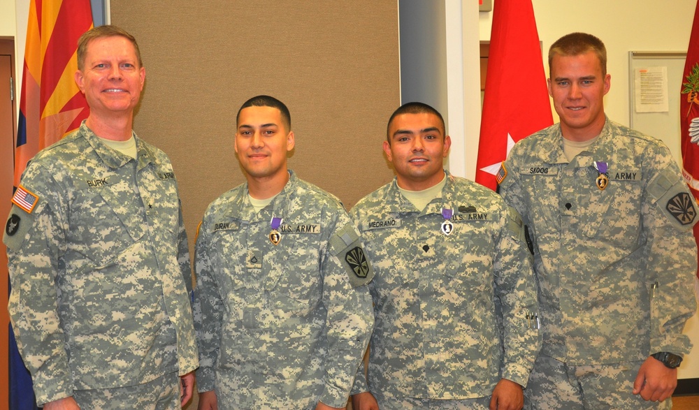 Three Arizona Army National Guard Soldiers receive Purple Heart