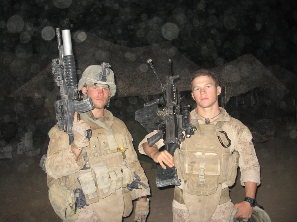 Lance Cpl. Kyle Carpenter with a fellow Marine in Helmand Province, Afghanistan.