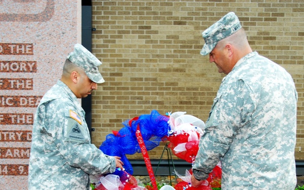 90th place wreath at Utah Beach Memorial replica