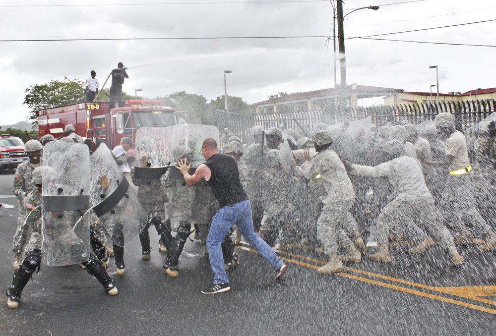 Soldiers conduct riot control simulation during Operation Forward Guardian II