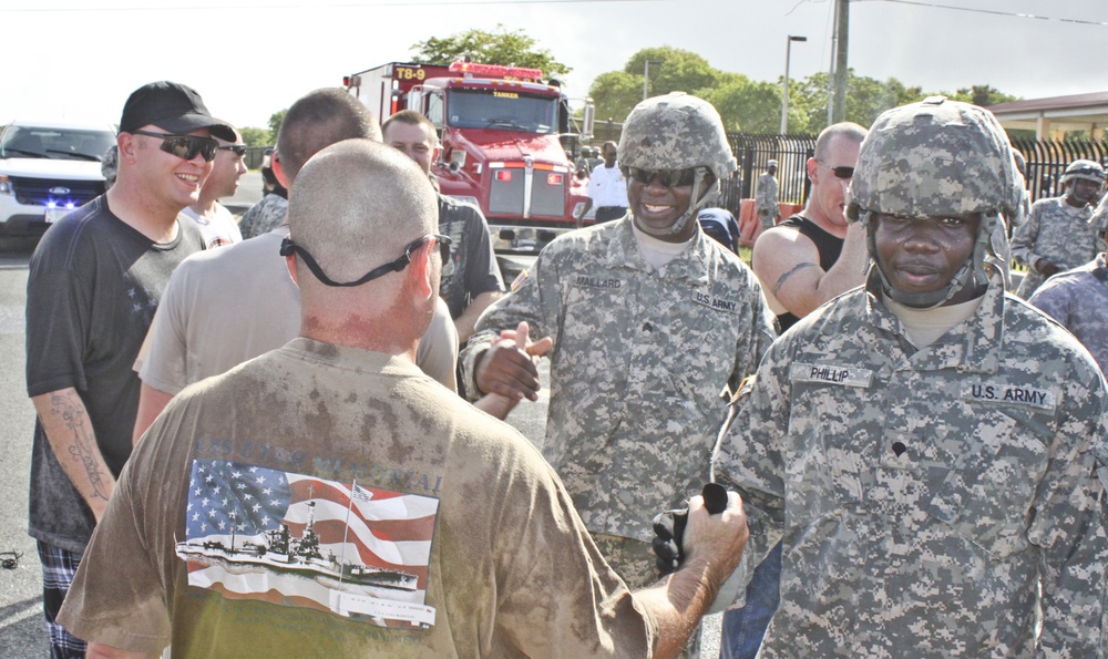 Indiana Army Reserves soldiers bond with soldiers from the.S. Virgin Island National Guard during Operation Forward Guardian II.