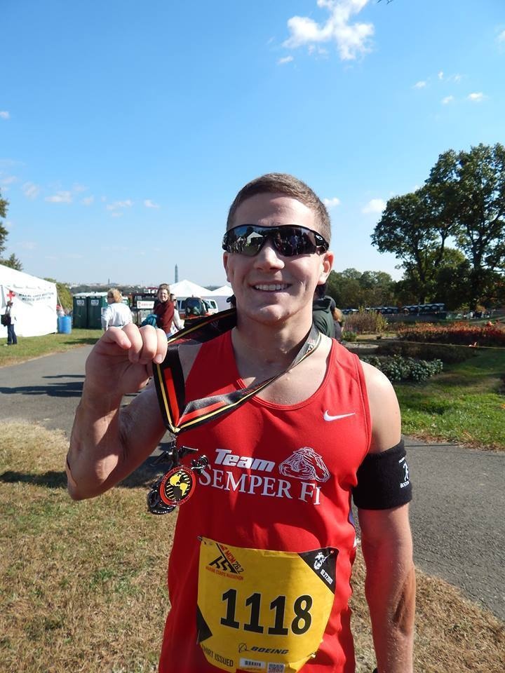 Cpl. Kyle Carpenter completes the 2013 Marine Corps Marathon