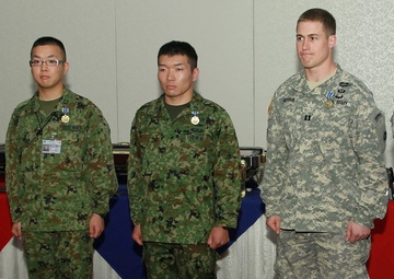 Rescuers display medals