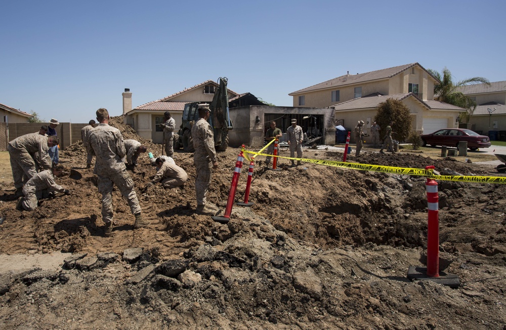 Marines recover, clean debris from Harrier crash in California