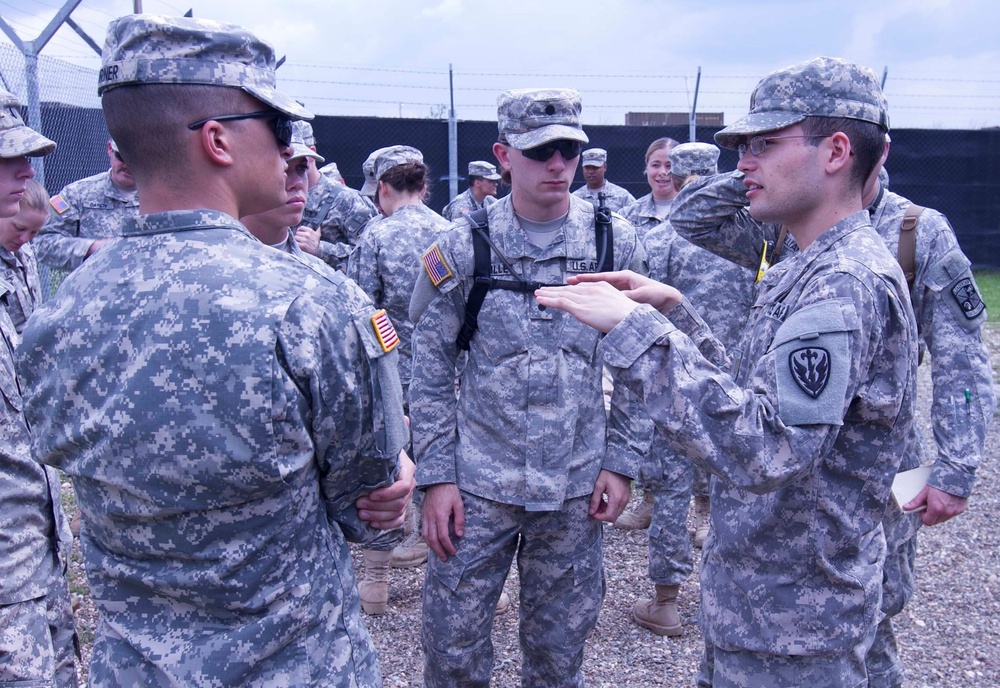 Briefing new cadets at Camp Bondsteel