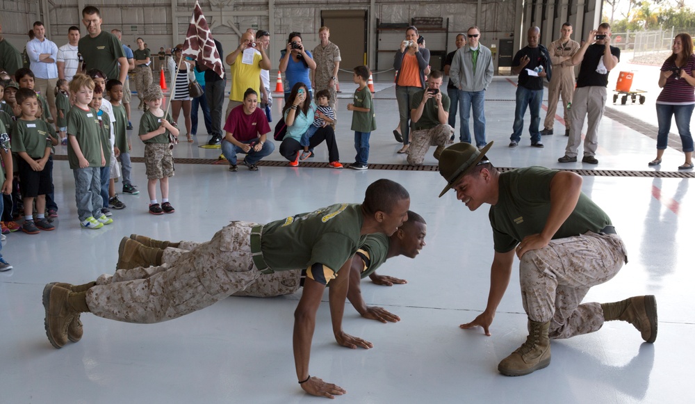Junior Jarheads report to MAG-16 hangar for morning fun