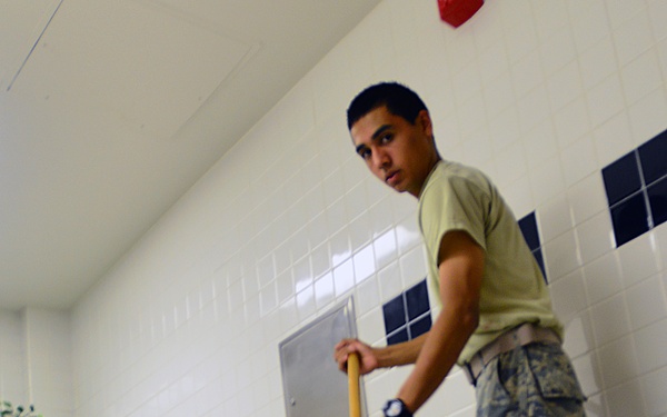 Mopping away on bay orderly