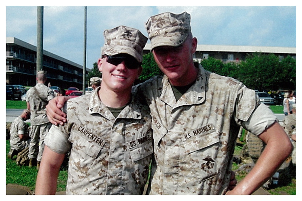 Lance Cpls. Kyle Carpenter and Griffin Welch before their deployment with 2d Battalion, 9th Marines to Afghanistan.