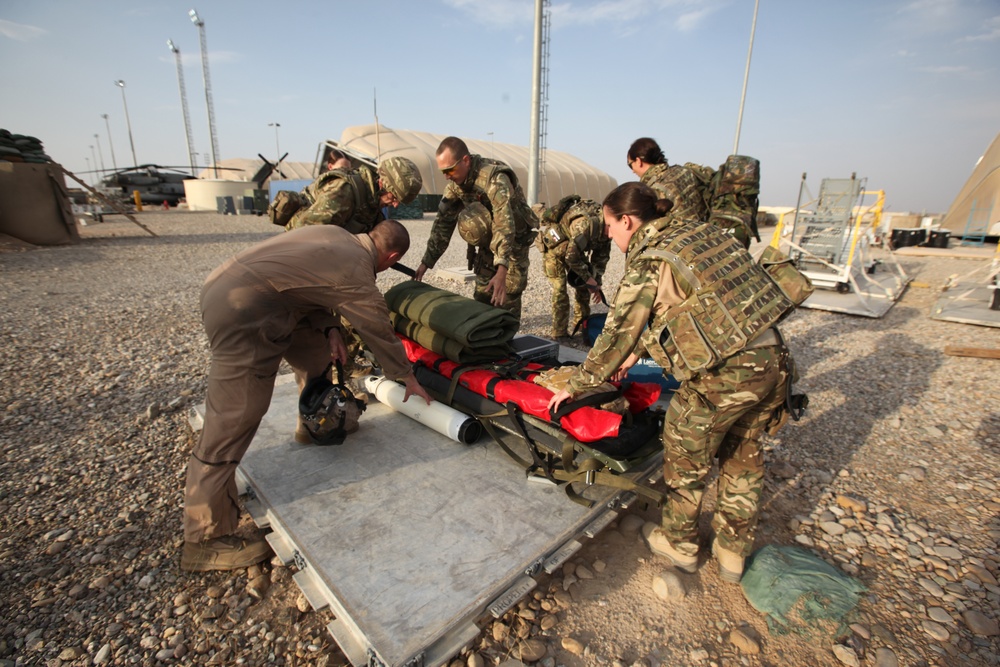 British Critical Care Air Support Team works with Marine Heavy Helicopter Squadron 466
