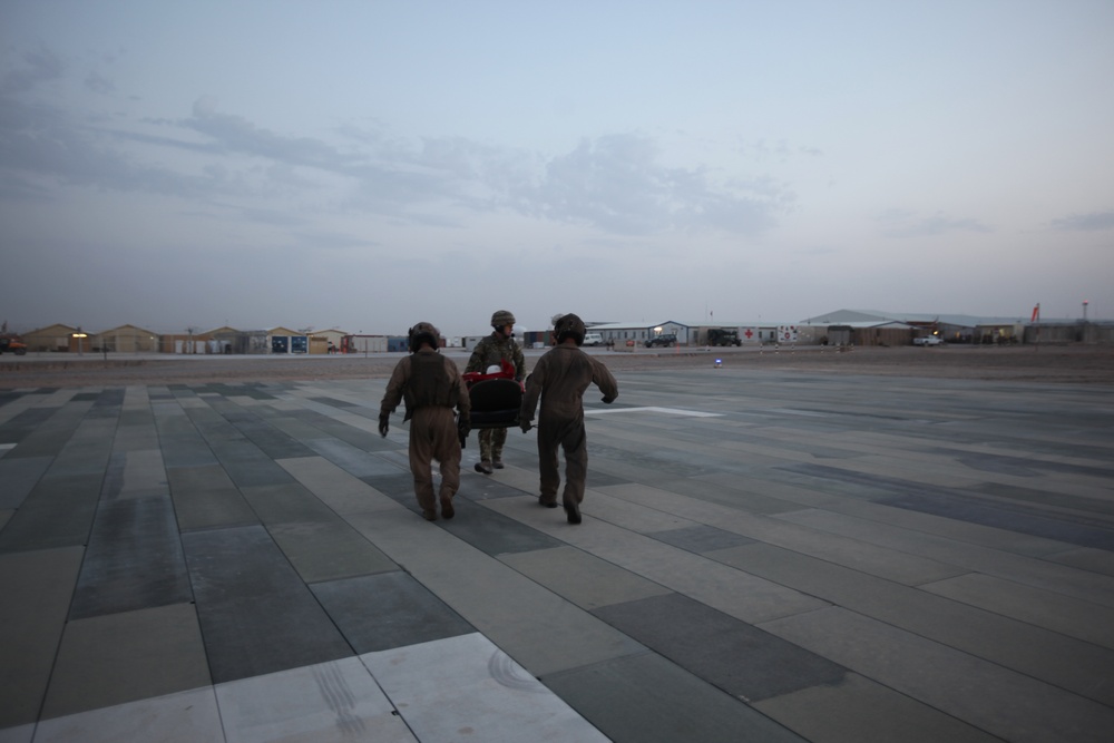 British Critical Care Air Support Team works with Marine Heavy Helicopter Squadron 466