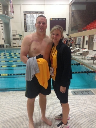 Cara and Sgt. Hasting at swim practice at 2014 US Army Warrior Trials at West Point