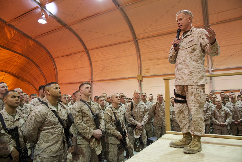 Marine commandant addresses Marines at Camp Bastion, Afghanistan