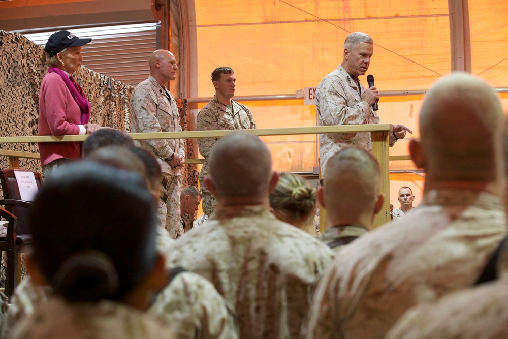 Marine commandant addresses Marines at Camp Bastion, Afghanistan