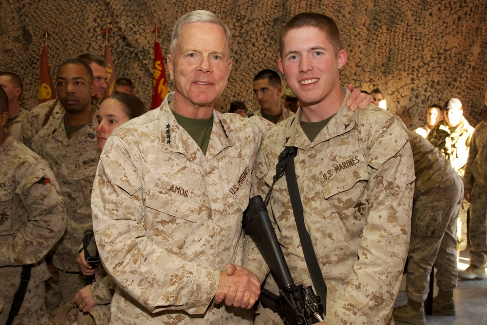 Marine commandant visits Camp Bastion, Afghanistan