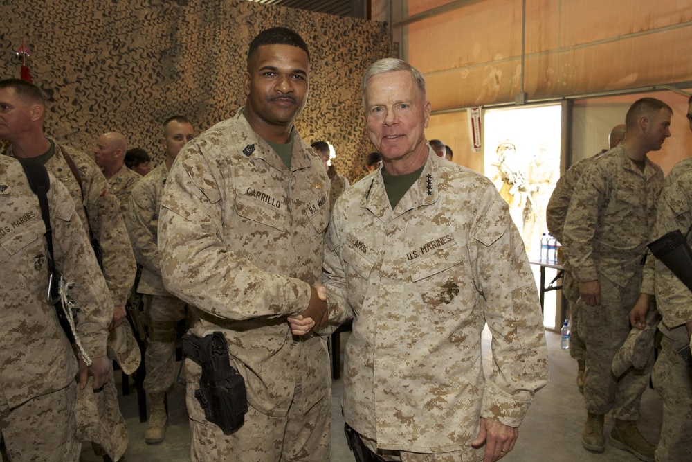 Marine commandant visits Camp Bastion, Afghanistan