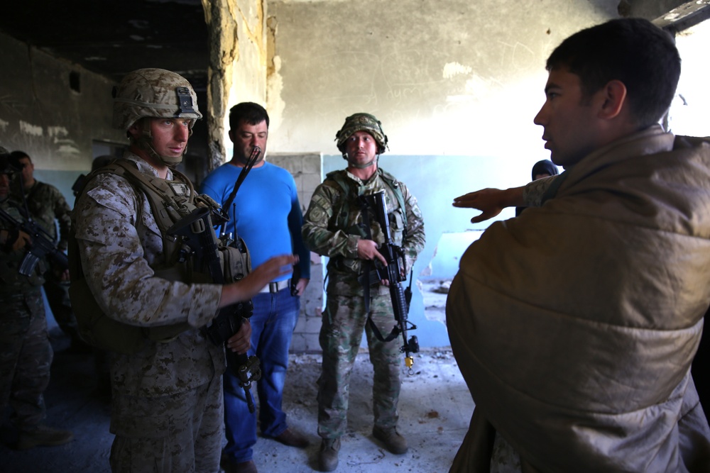 Marines and Georgians execute cordon and search training