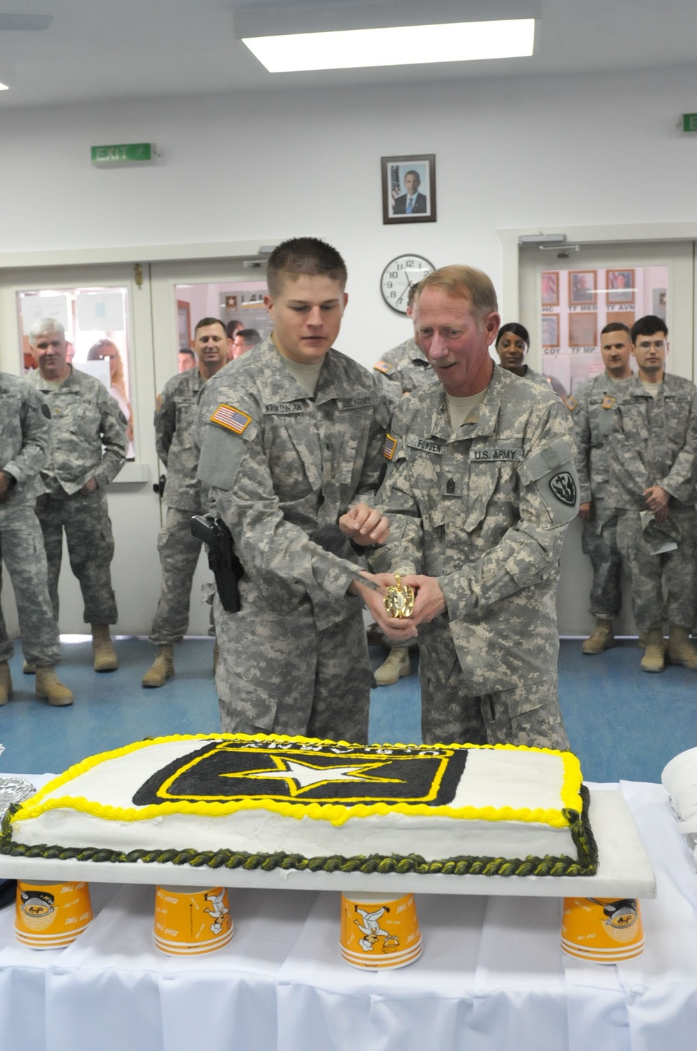 Cutting the ceremonial cake