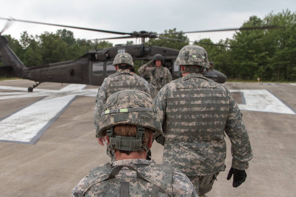 Indiana state adjutant general and state command sergeant major visit 76th IBCT Soldiers during annual training