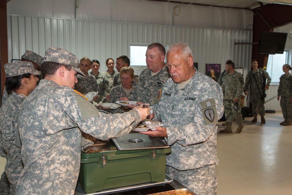 Indiana state adjutant general and state command sergeant major visit 76th IBCT Soldiers during annual training