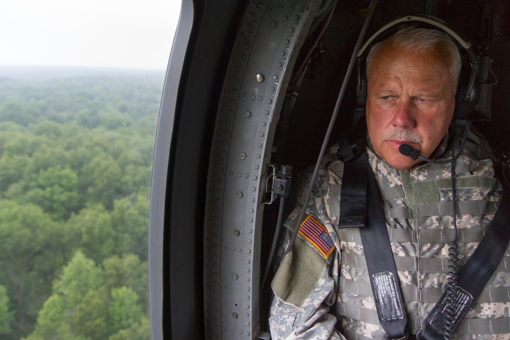 Indiana state adjutant general and state command sergeant major visit 76th IBCT Soldiers during annual training