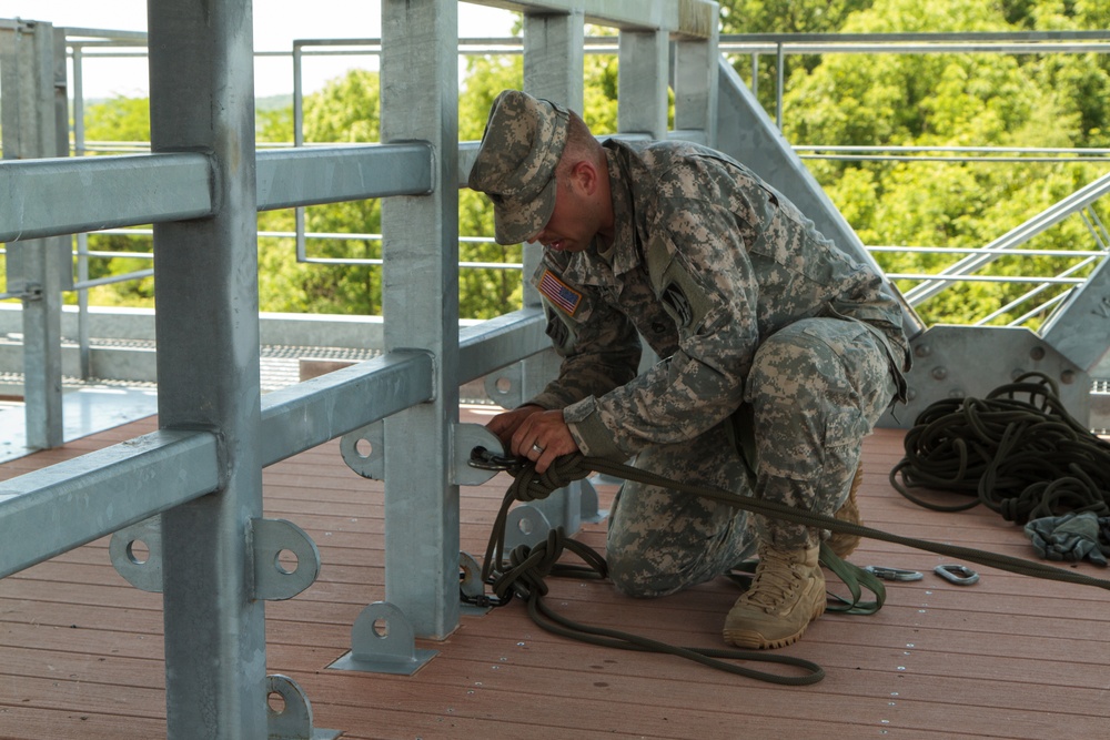 76th Infantry Brigade Combat Team trains on rappel tower during annual training