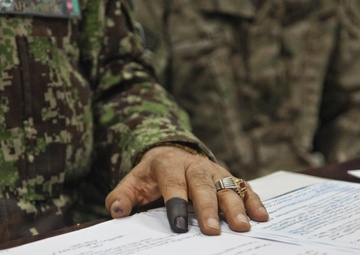 Afghan Security Forces take the lead during elections at Fob Gamberi