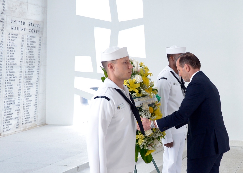 Prime Minister of Australia Tony Abbott visits Arizona Memorial