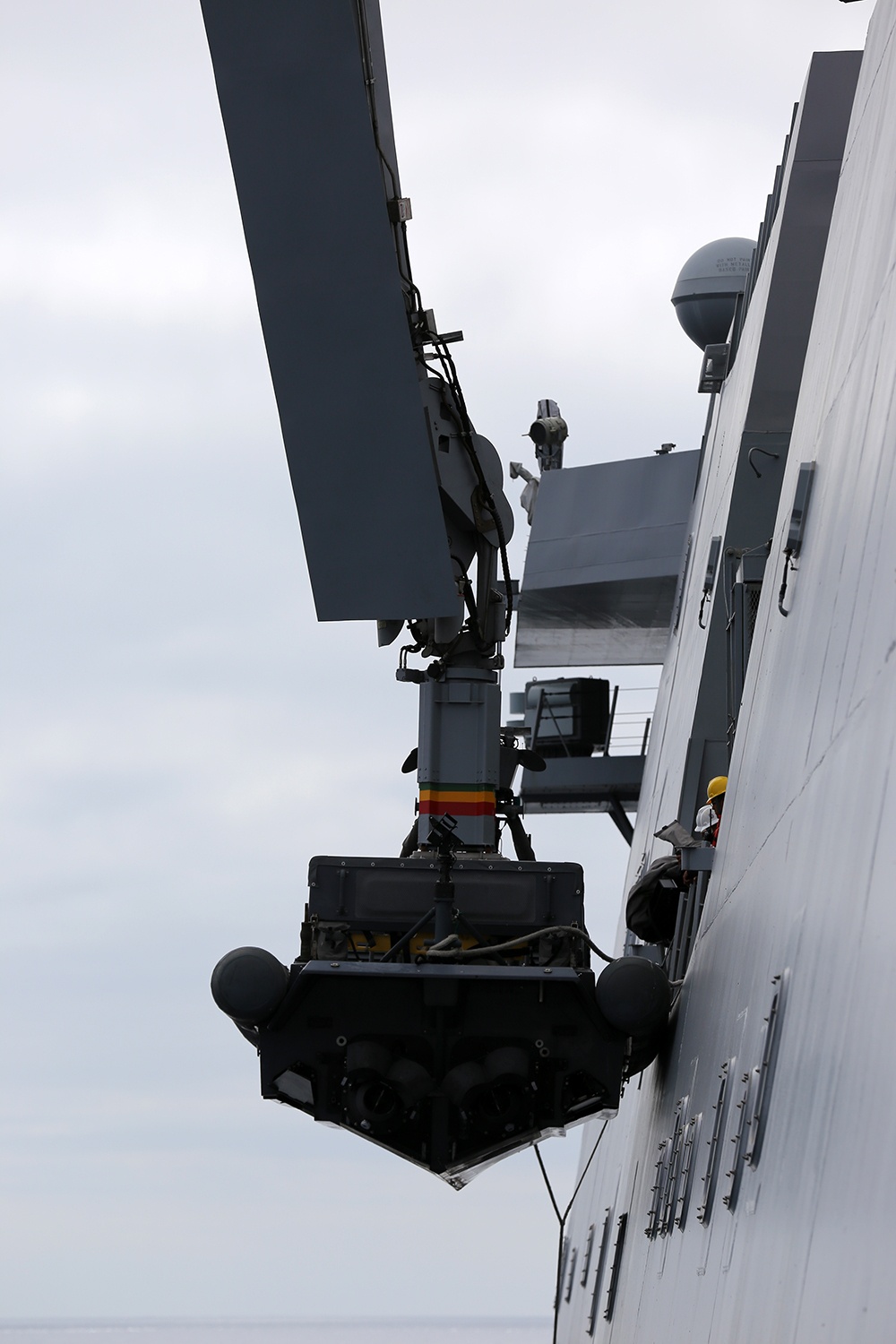 USS San Diego conducts crane operations