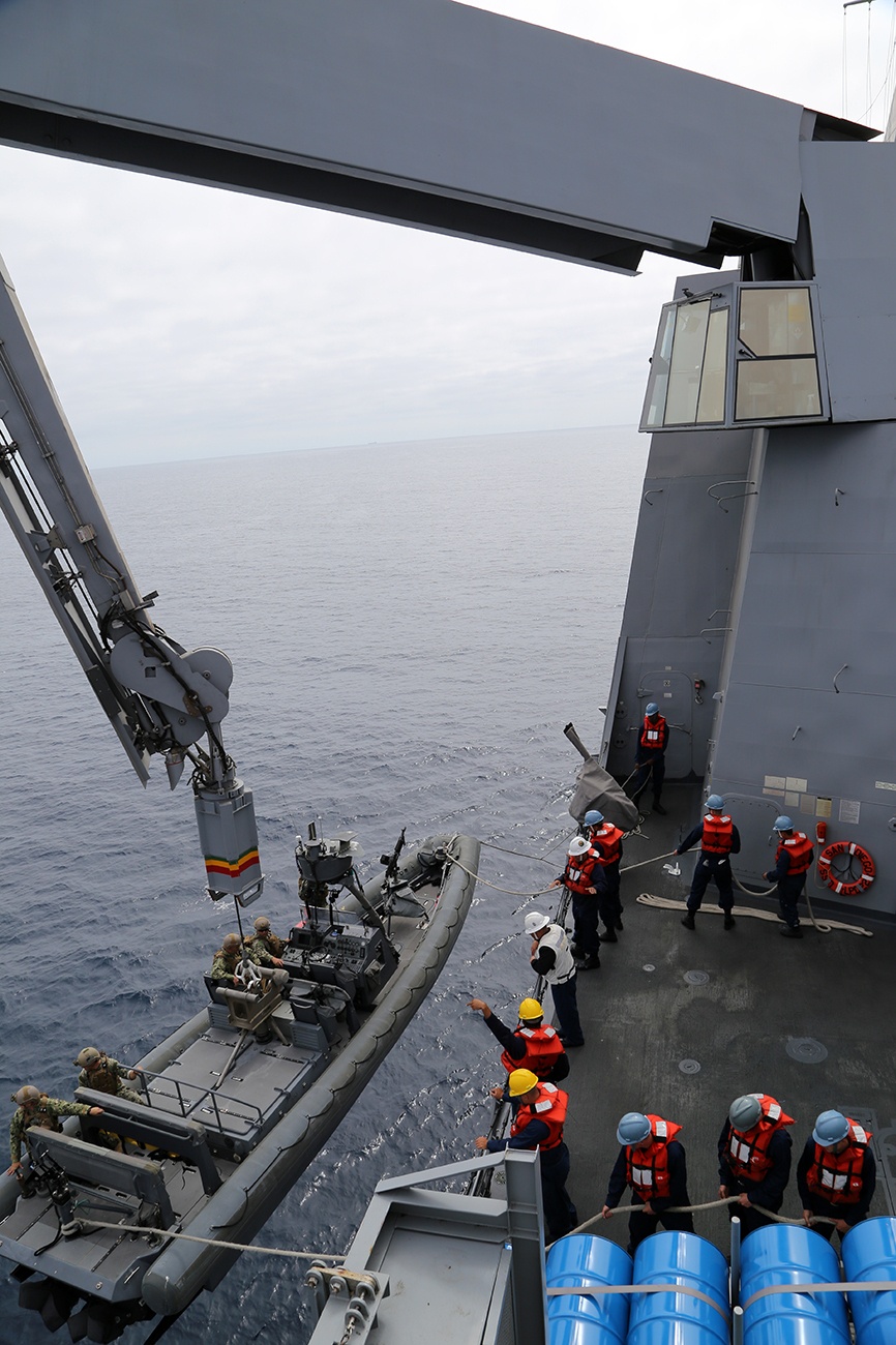 USS San Diego conducts crane operations