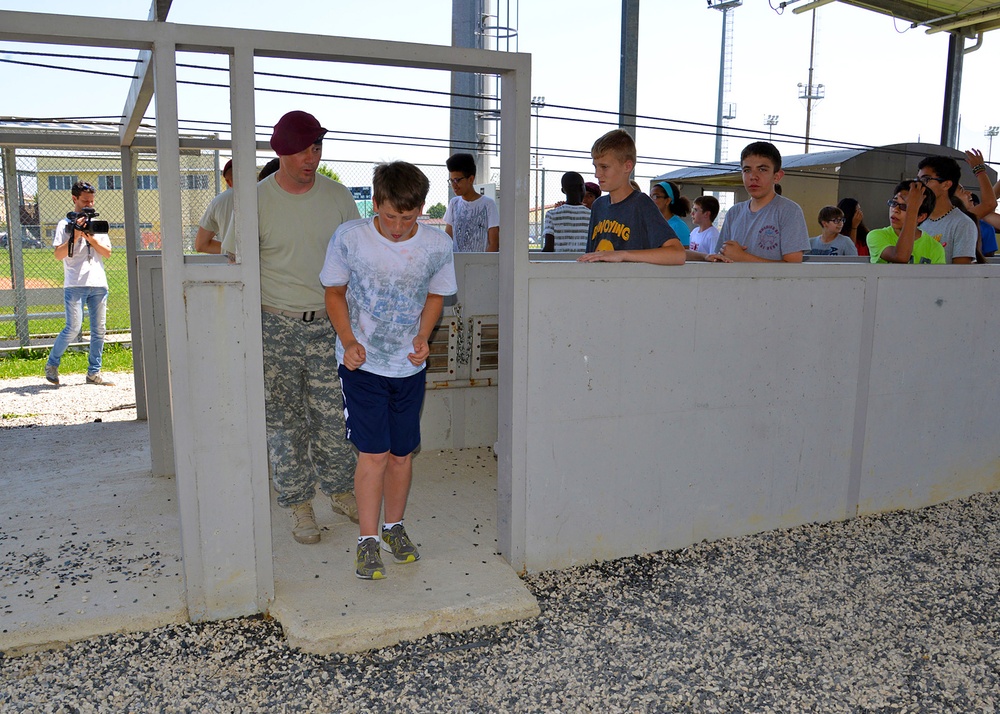 VES 8th graders jump towers