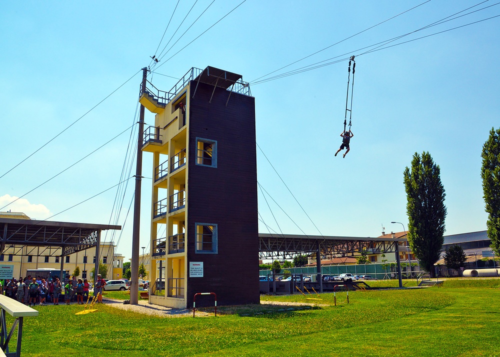 VES 8th graders jump towers