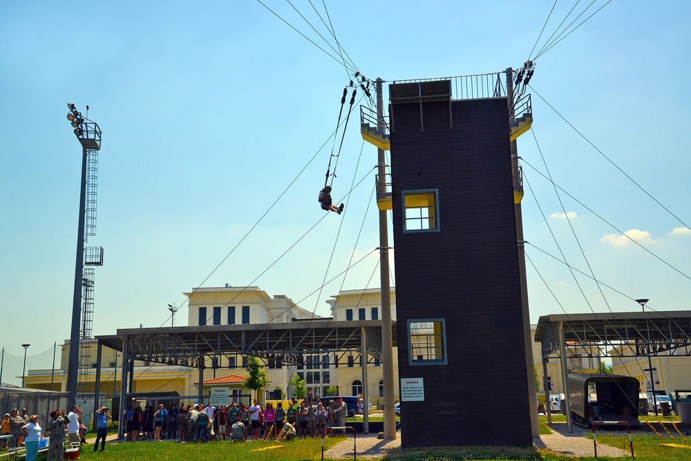 VES 8th graders jump towers
