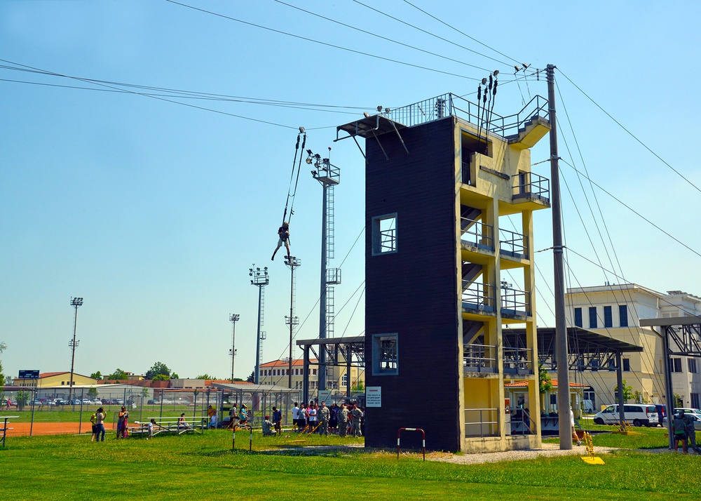VES 8th graders jump towers
