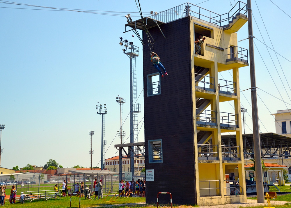 VES 8th graders jump towers