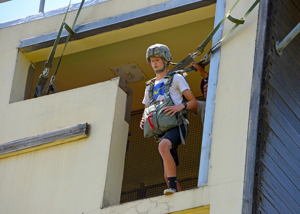 VES 8th graders jump towers